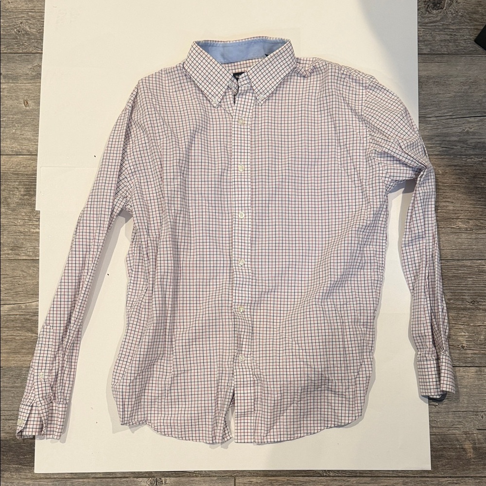 Nautica Men's Blue and Red Plaid Button Down Shirt